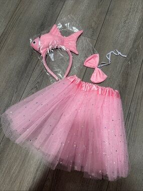 Kids Pink Mermaid Tutu Costume Set with Fish Headband XS257